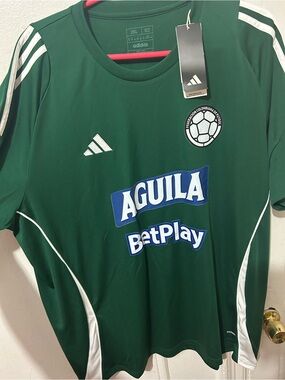 adidas Green Soccer Jersey with White Accents & Aguila BetPlay Logos